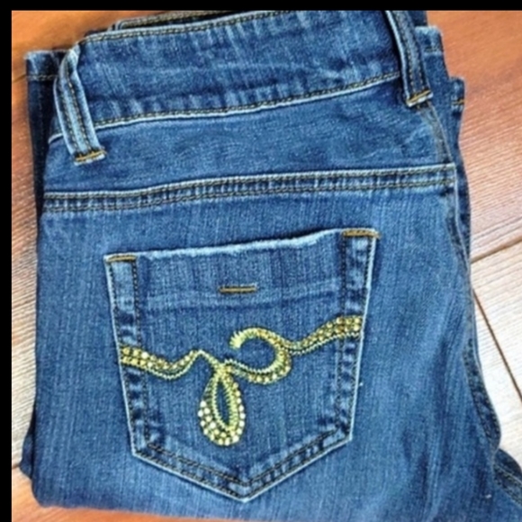 Guess Crystal Embellished Distressed Bootcut Jeans - Picture 2 of 8